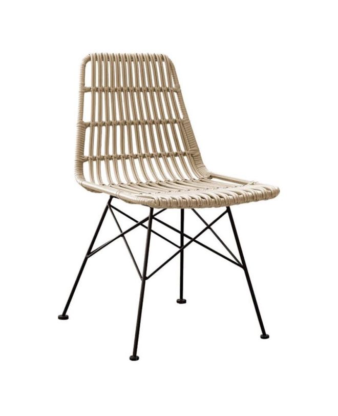 SALSA Καρέκλα Κήπου Βεράντας Μέταλλο Βαφή Μαύρο, Wicker Φυσικό
