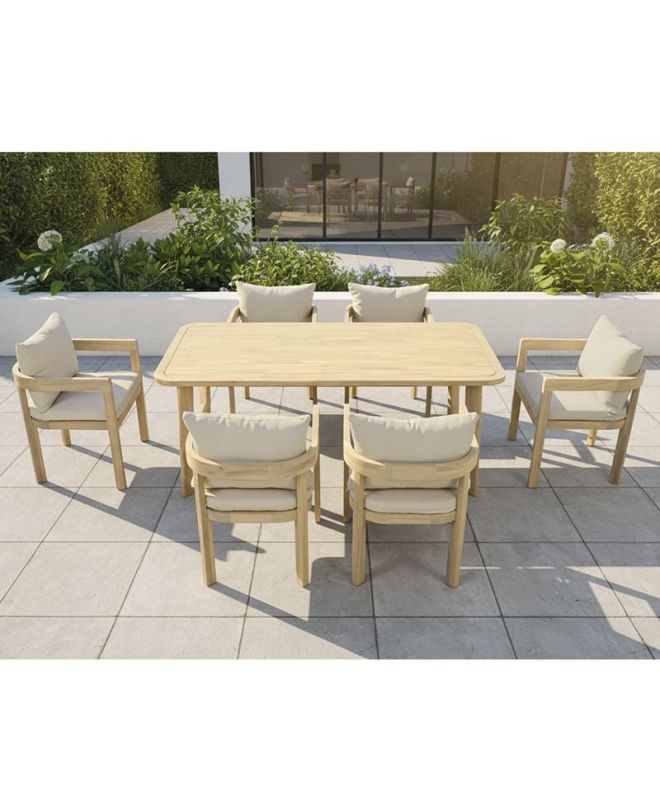 FLORIDA Dining Set Τραπεζαρία Κήπου Βεράντας (7τ), Acacia, Μαξιλάρια Μπεζ