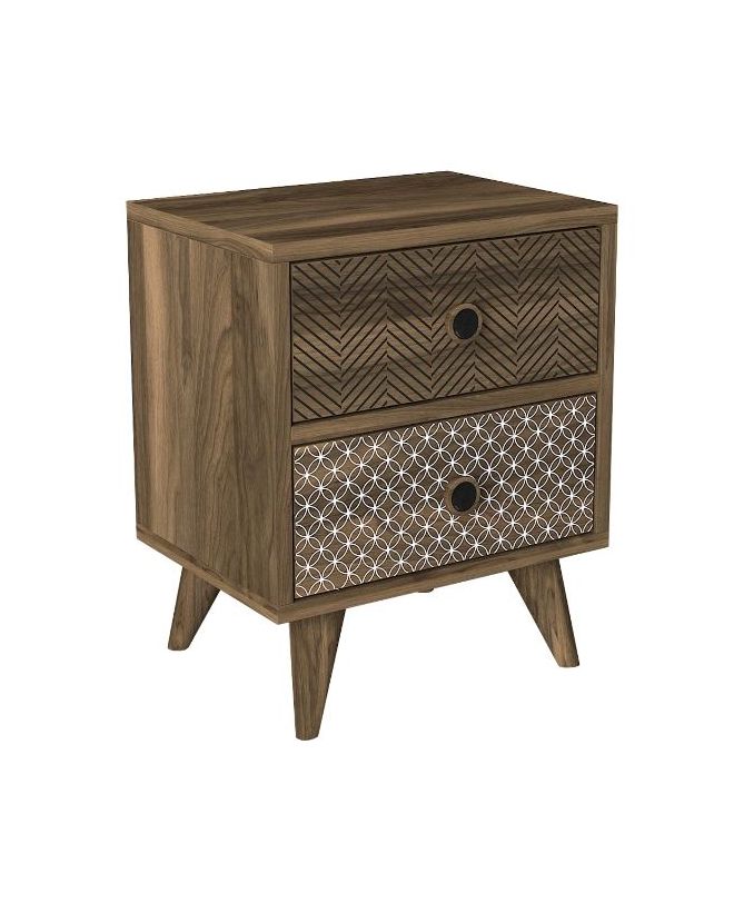 Κομοδίνο ArteLibre KALYMNOS Καρυδί Με Σχέδιο 40x30x48cm