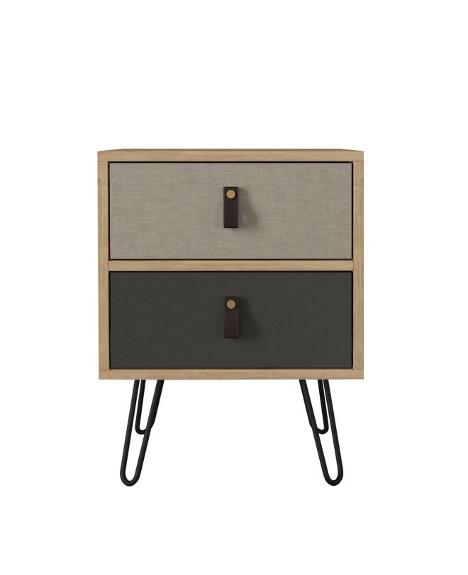 Κομοδίνο ArteLibre TILOS Φυσικό/Ανθρακί/Ανοιχτό Καφέ 45x39x60cm