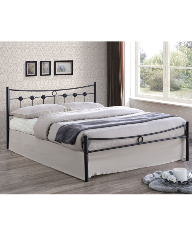 DUGAN Κρεβάτι Διπλό, για Στρώμα 140x190cm, Μέταλλο Βαφή Μαύρo
