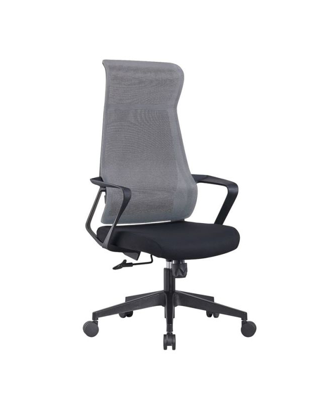 BF2990  Πολυθρόνα Γραφείου Διευθυντή, Mesh Γκρι, Ύφασμα Μαύρο
