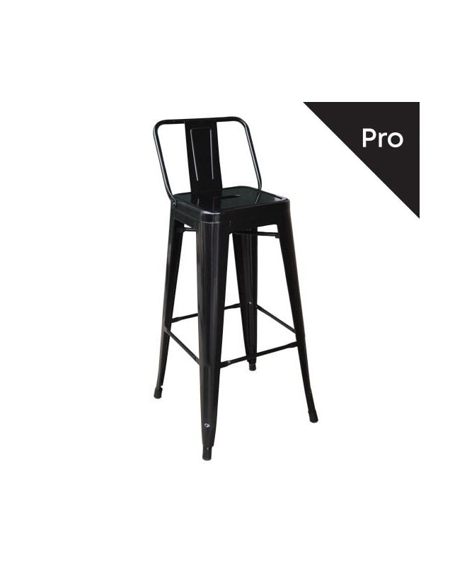 RELIX Σκαμπό Bar-Pro με Πλάτη, Μέταλλο Βαφή Μαύρο