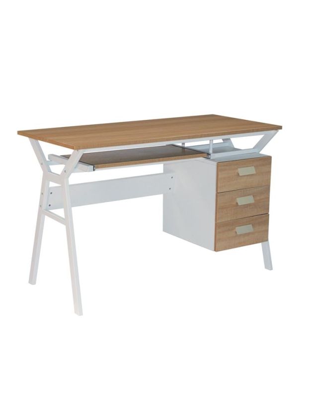 UNIT Γραφείο Η/Υ Μέταλλο Βαφή Άσπρο, Melamine Απόχρωση Sonoma