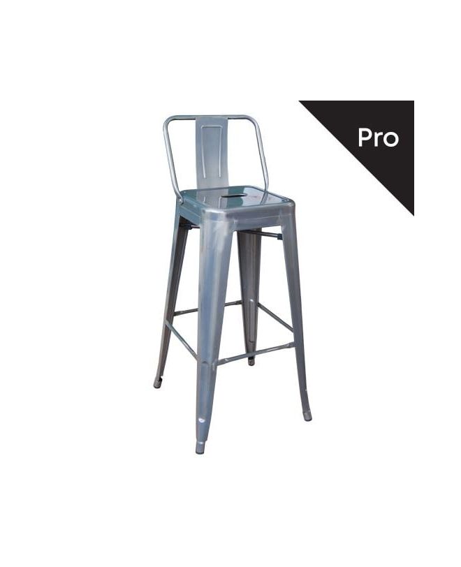 RELIX Σκαμπό Bar-Pro με Πλάτη, Μέταλλο Βαφή σε Απόχρωση Metal με Διακοσμητική Σκουριά