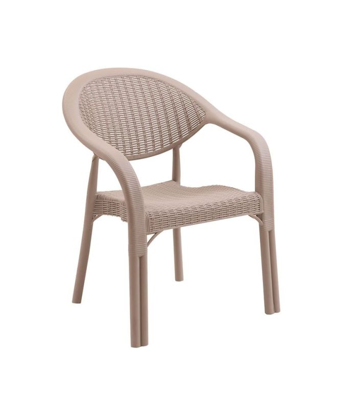 BAMBOO Pro Πολυθρόνα Κήπου - Βεράντας Στοιβαζόμενη, PP-UV (Rattan Look) Cappuccino