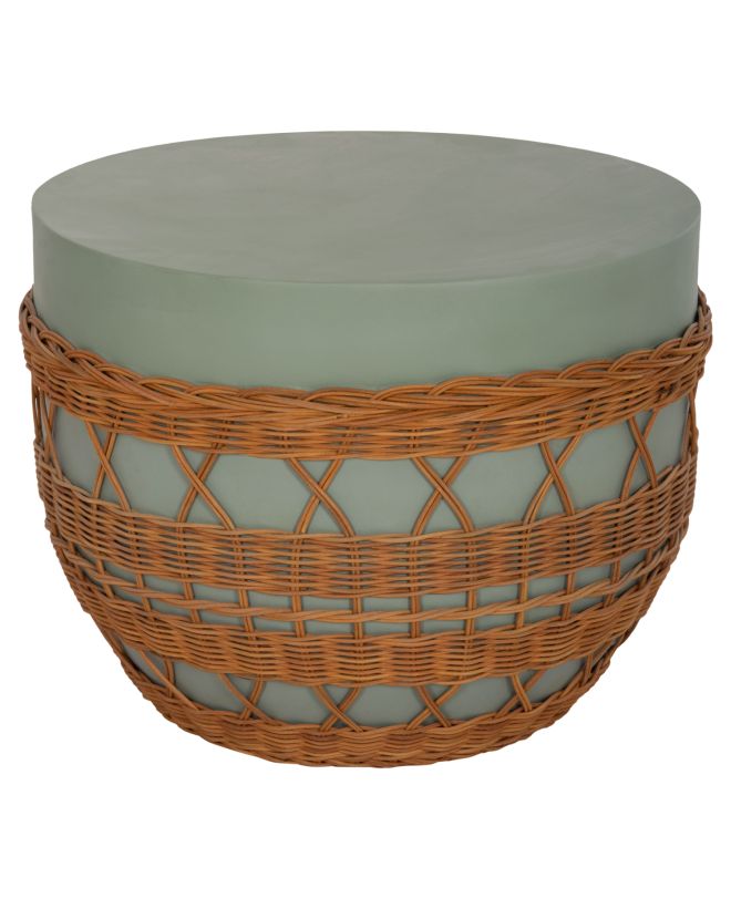 ΤΡΑΠΕΖΙ ΣΑΛΟΝΙΟΥ VILHENA HM18165 FIBER CEMENT ΠΡΑΣΙΝΟ-RATTAN ΦΥΣΙΚΟ Φ56x47Υεκ.