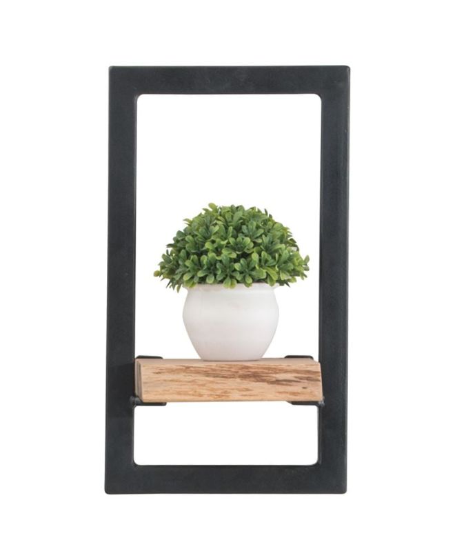 LIZARD Frame Ράφι Μέταλλο Βαφή Μαύρο, Ξύλο Ακακία Φυσικό