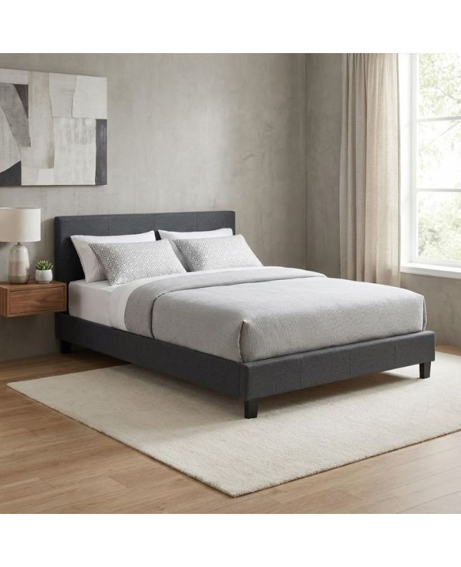 Κρεβάτι Flat Megapap υφασμάτινο χρώμα ανθρακί 140x190εκ.