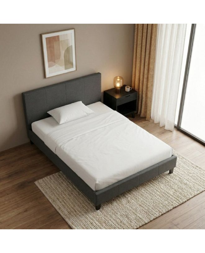 Κρεβάτι Flat Megapap υφασμάτινο χρώμα ανθρακί 120x200εκ.