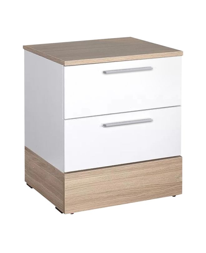 Κομοδίνo Base Megapap χρώμα λευκό - sonoma 45x40x52εκ.