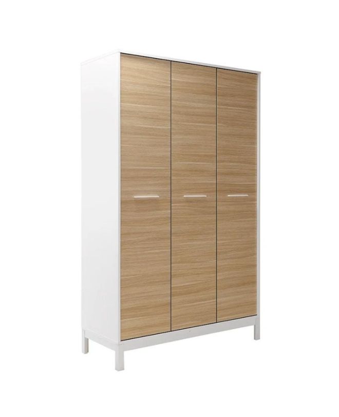 Ντουλάπα ρούχων London Megapap τρίφυλλη χρώμα oak - λευκό 120x52x202εκ.