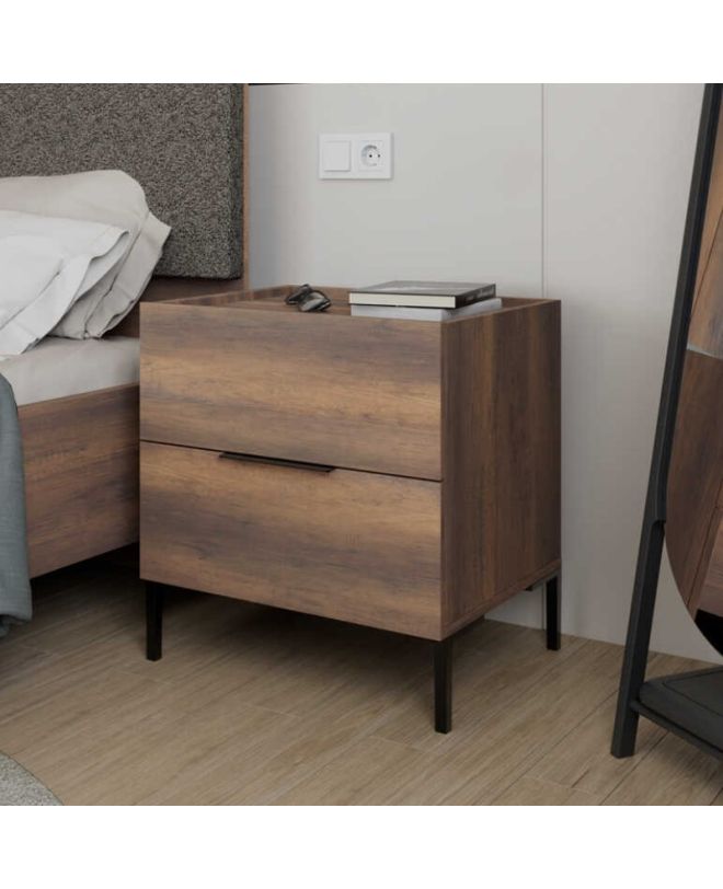 Κομοδίνο Oryana Megapap χρώμα καρυδί 55x44x59εκ.