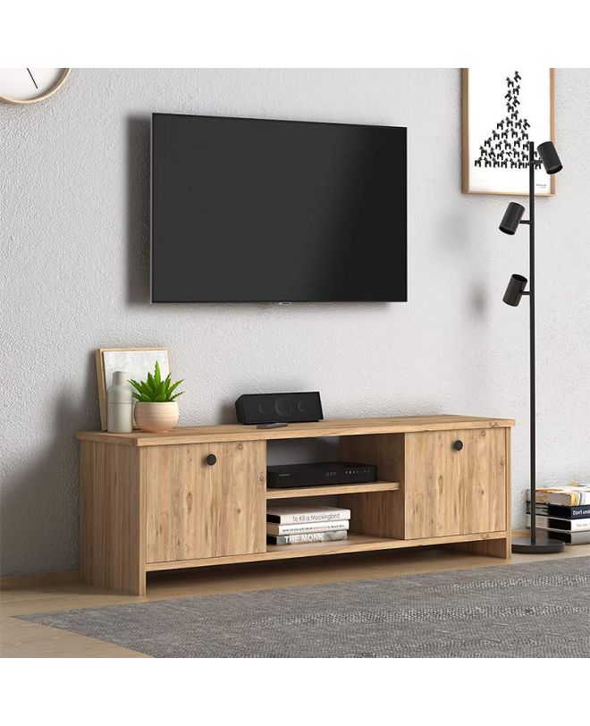 Έπιπλο τηλεόρασης Cube  από μελαμίνη χρώμα pine 120x30x40εκ.