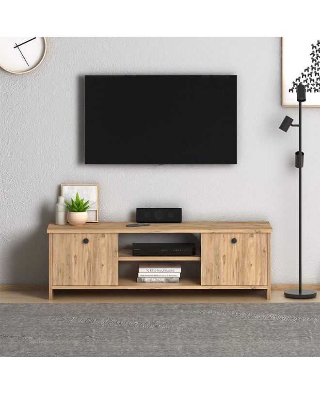 Έπιπλο τηλεόρασης Cube  από μελαμίνη χρώμα pine 120x30x40εκ.