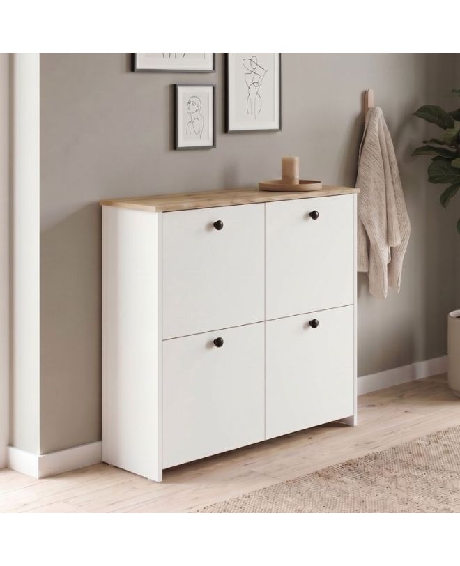 Παπουτσοθήκη Palma Megapap χρώμα λευκό - sapphire oak 90x35x90εκ.