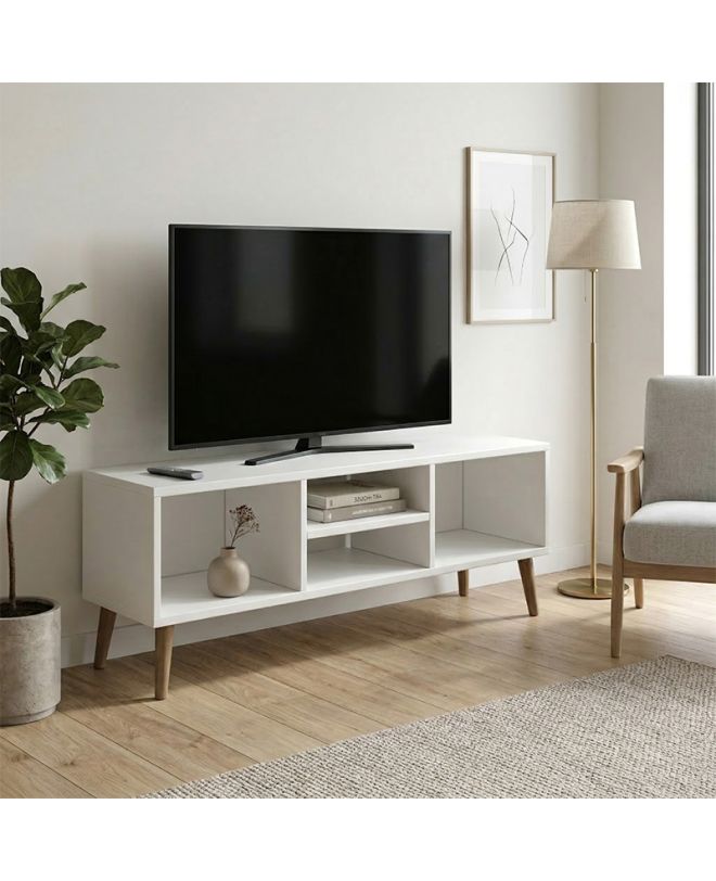 Έπιπλο τηλεόρασης Loren Megapap χρώμα λευκό 120x30x40εκ.