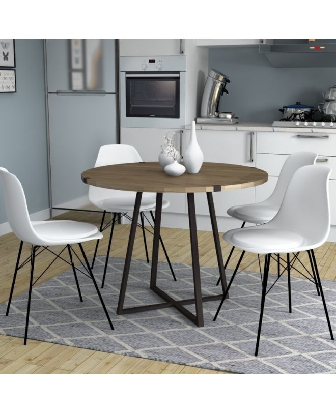 Τραπέζι Rubes Megapap χρώμα καρυδί - ανθρακί 100x100x78εκ.