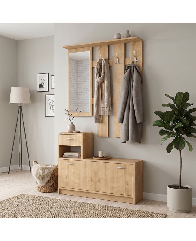 Έπιπλο εισόδου Raynold Megapap χρώμα φυσικό οξιάς 100x30x180εκ.