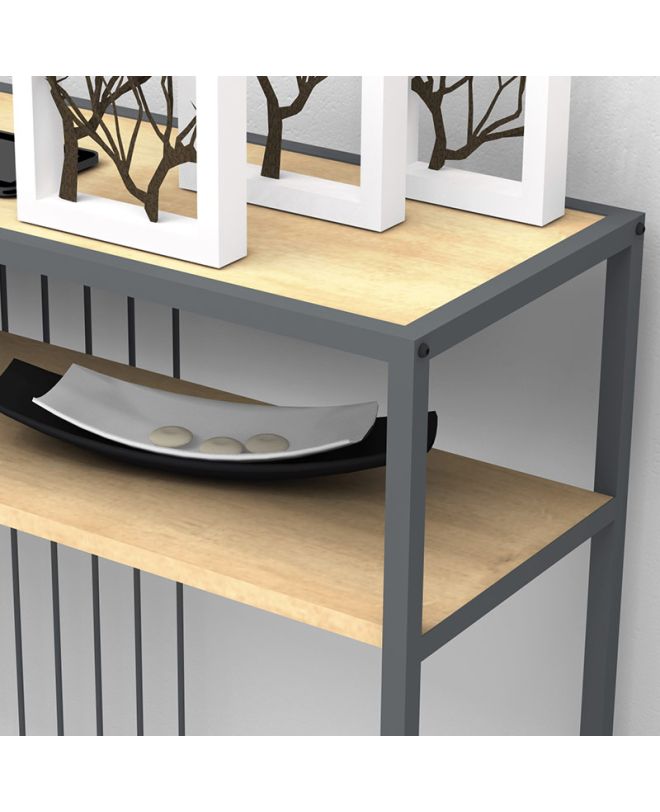 Κονσόλα Kary  μεταλλική - μελαμίνης χρώμα oak 120x33x90εκ.