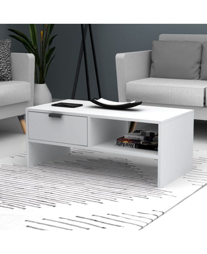 Τραπεζάκι σαλονιού Galaxy Megapap χρώμα λευκό 100x50x42εκ.