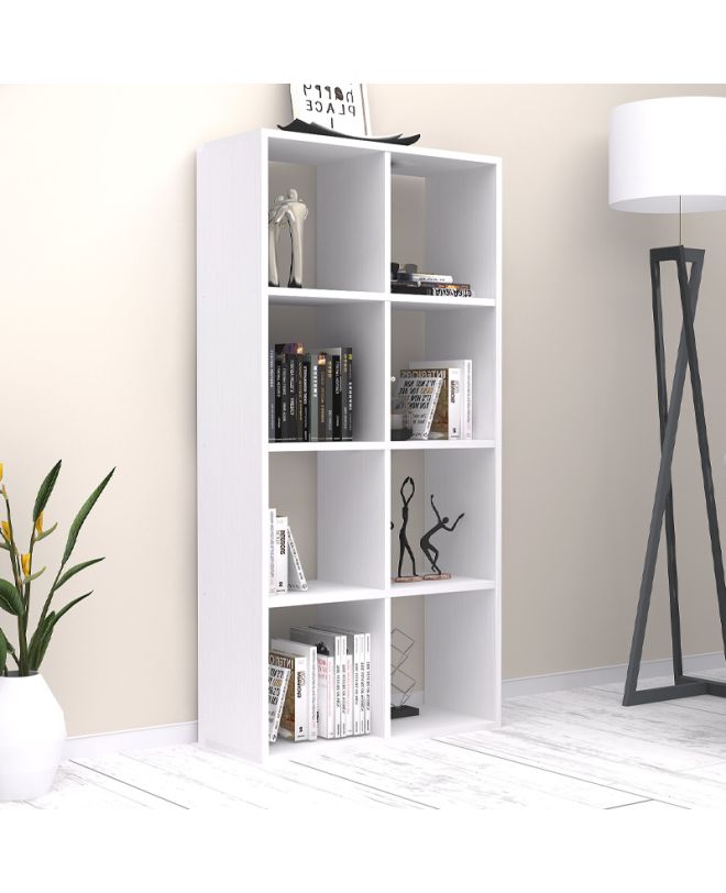 Βιβλιοθήκη Anser Megapap χρώμα λευκό 69,8x29x142εκ.