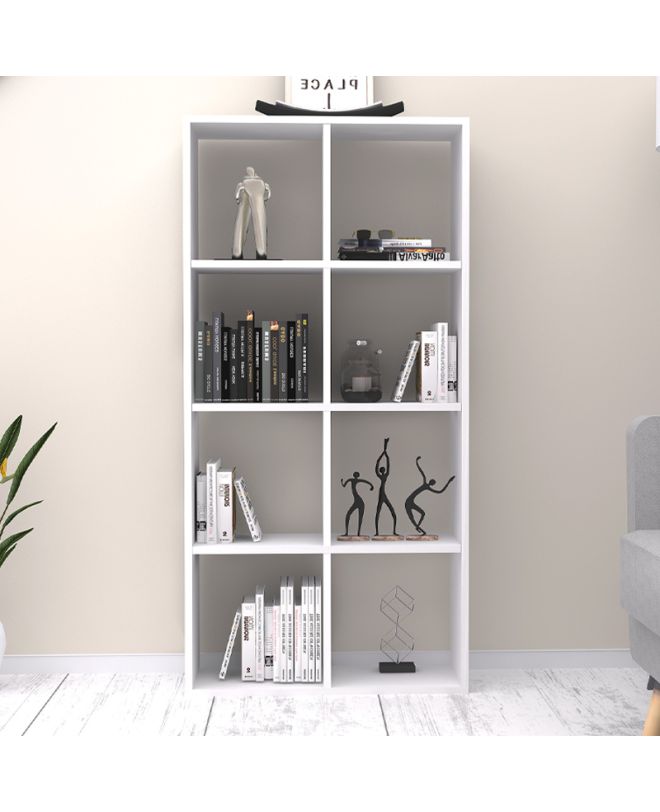 Βιβλιοθήκη Anser Megapap χρώμα λευκό 69,8x29x142εκ.