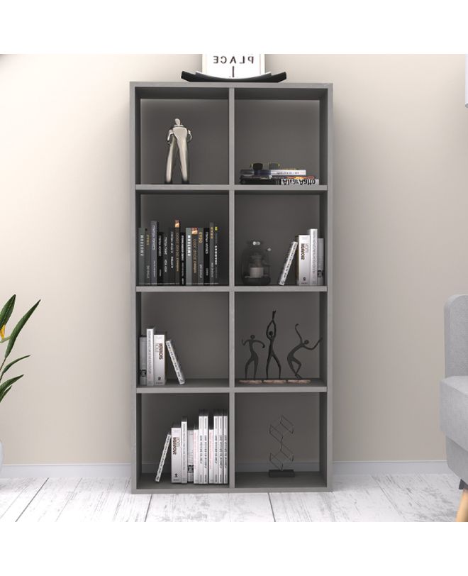 Βιβλιοθήκη Anser Megapap χρώμα γκρι σκυροδέματος 69,8x29x142εκ.