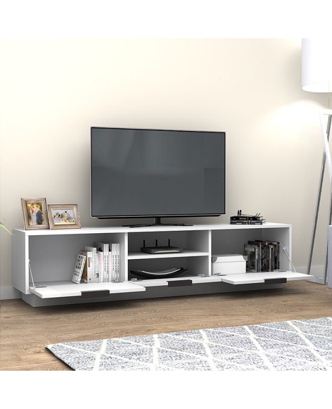 Έπιπλο τηλεόρασης Mensa Megapap χρώμα λευκό 180x35x43cm.