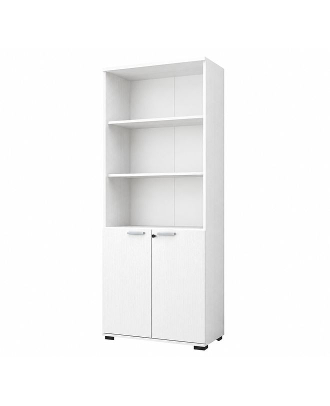 Βιβλιοθήκη γραφείου με κλειδαριά επαγγελματική Venturo Megapap χρώμα λευκό 80x40x200εκ.