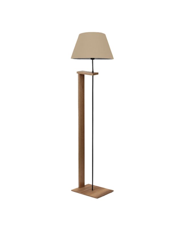 Φωτιστικό δαπέδου Moris Megapap MDF - ύφασμα PVC χρώμα καρυδί - μπεζ Φ38x150εκ.