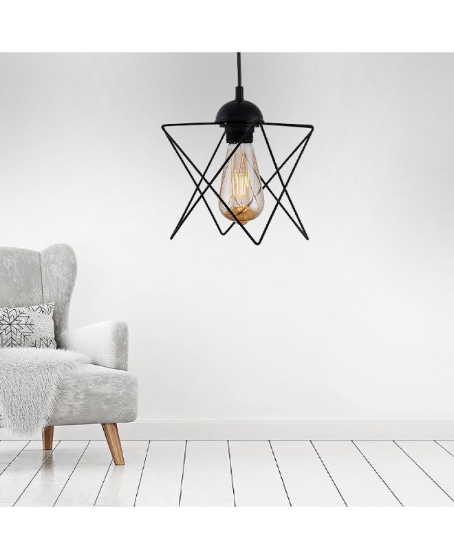 Φωτιστικό οροφής Faven  E27 μεταλλικό μονόφωτο χρώμα μαύρο 17x17x70εκ.
