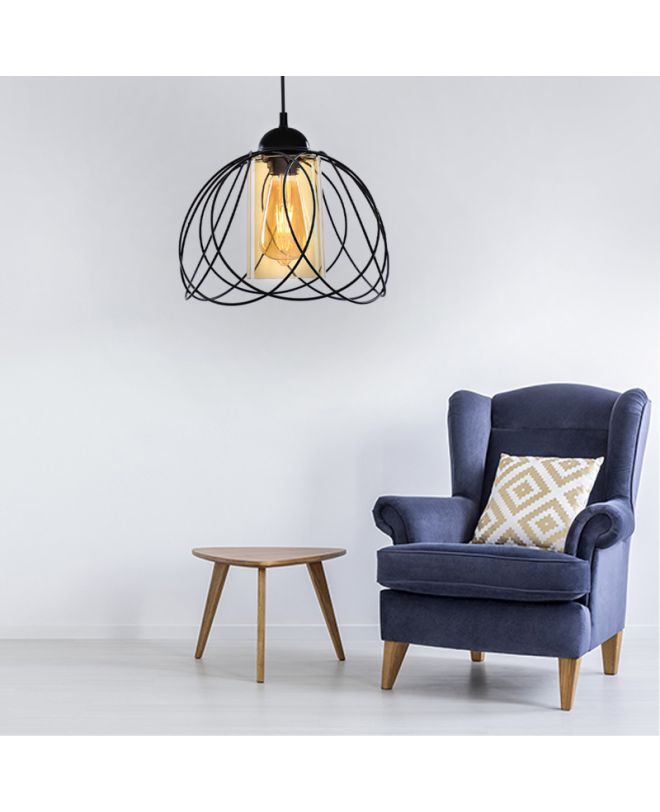 Φωτιστικό οροφής Abilene  E27 μεταλλικό μονόφωτο χρώμα μαύρο 26x26x68εκ.