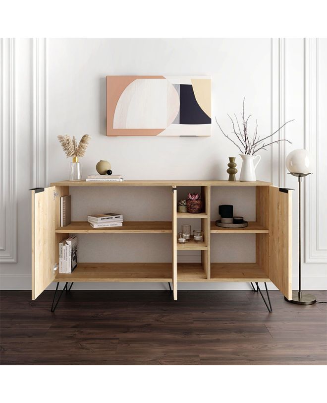 Μπουφές Clara Megapap χρώμα sapphire oak 142x35,6x83εκ.