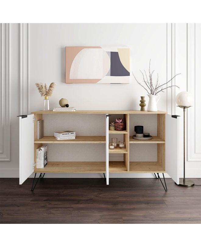 Μπουφές Clara Megapap χρώμα sapphire oak - λευκό 142x35,6x83εκ.