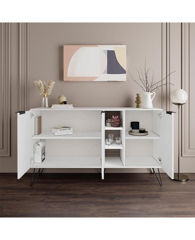 Μπουφές Clara Megapap χρώμα λευκό 142x35,6x83εκ.