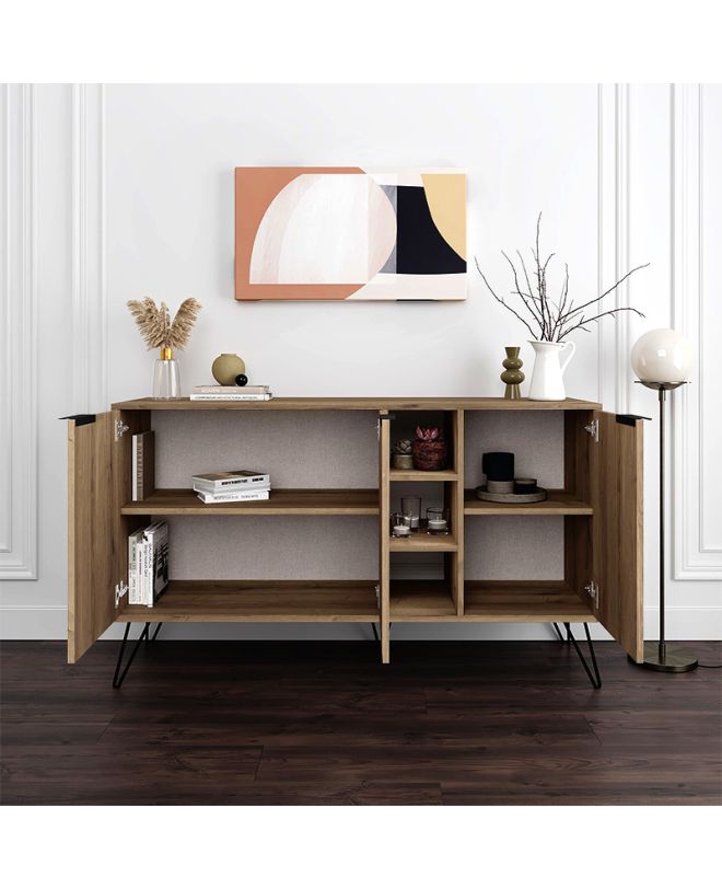 Μπουφές Clara Megapap χρώμα ανοιχτό καρυδί 142x35,6x83εκ.