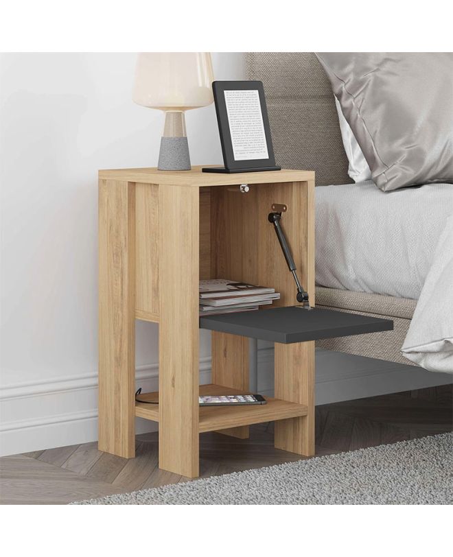 Κομοδίνο Ema Megapap χρώμα sapphire oak - ανθρακί 30x30x55εκ.