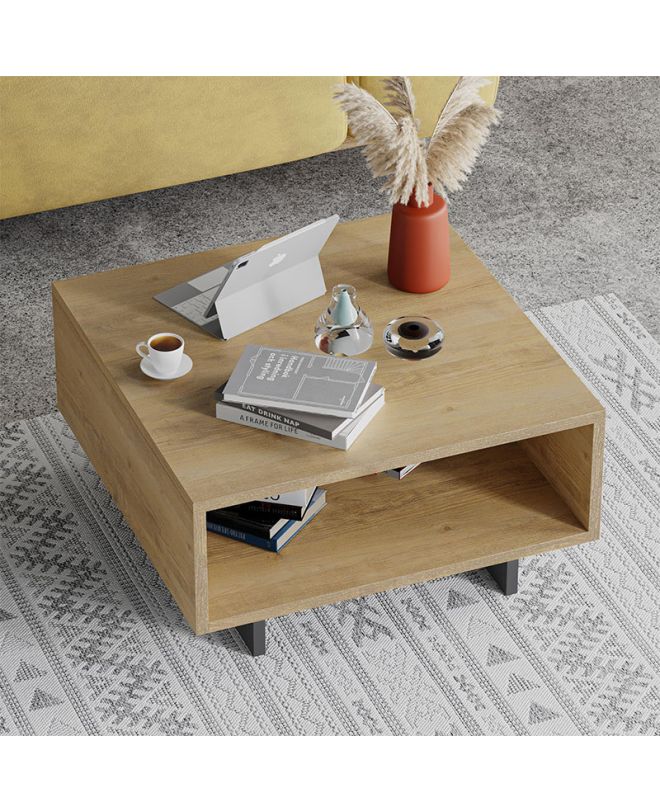 Τραπεζάκι σαλονιού Hola Megapap χρώμα sapphire oak - ανθρακί 60x60x32εκ.