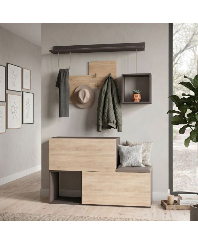 Έπιπλο εισόδου - παπουτσοθήκη Holdon Megapap sapphire oak/ανθρακί 120x36,5x87,5εκ.