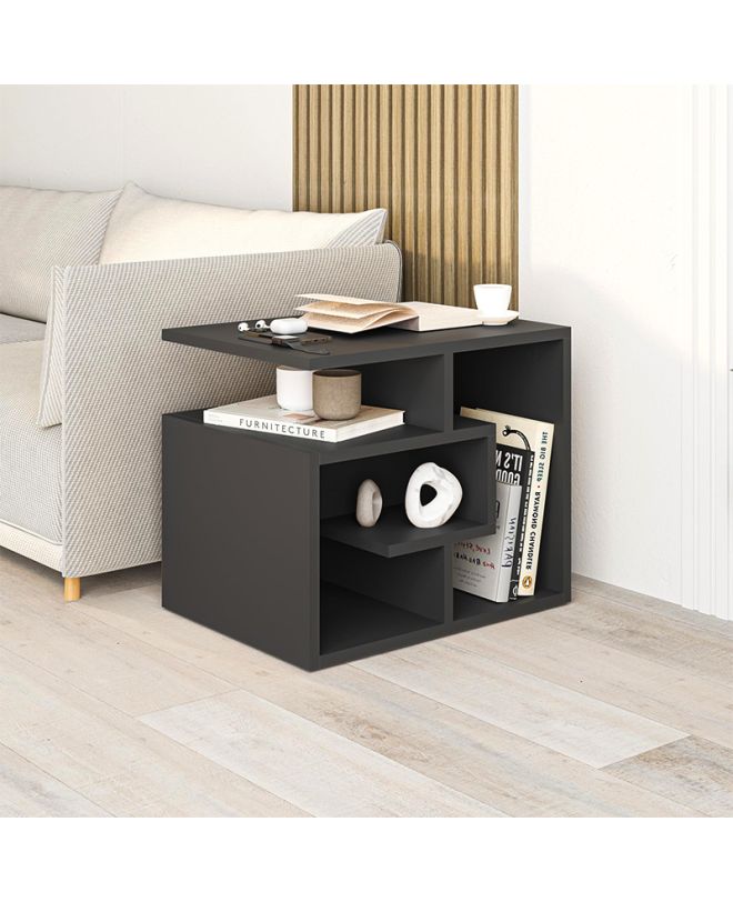 Τραπεζάκι βοηθητικό Labirent Megapap χρώμα ανθρακί 54x40x45εκ.