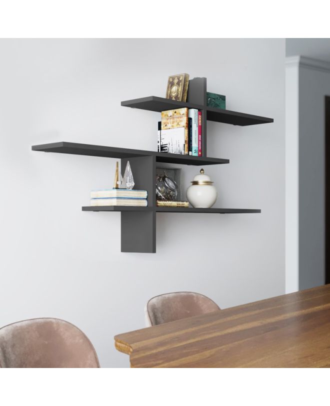 Ραφιέρα τοίχου Leo Megapap χρώμα ανθρακί 123x22x80εκ.