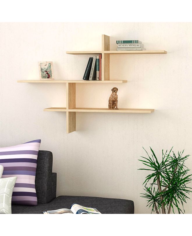 Ραφιέρα τοίχου Leo Megapap χρώμα sapphire oak 123x22x80εκ.
