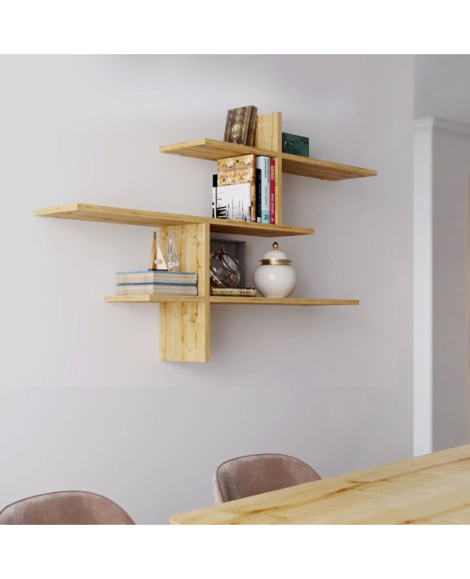 Ραφιέρα τοίχου Leo Megapap χρώμα sapphire oak 123x22x80εκ.