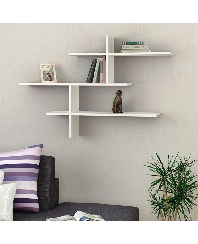 Ραφιέρα τοίχου Leo Megapap χρώμα λευκό 123x22x80εκ.