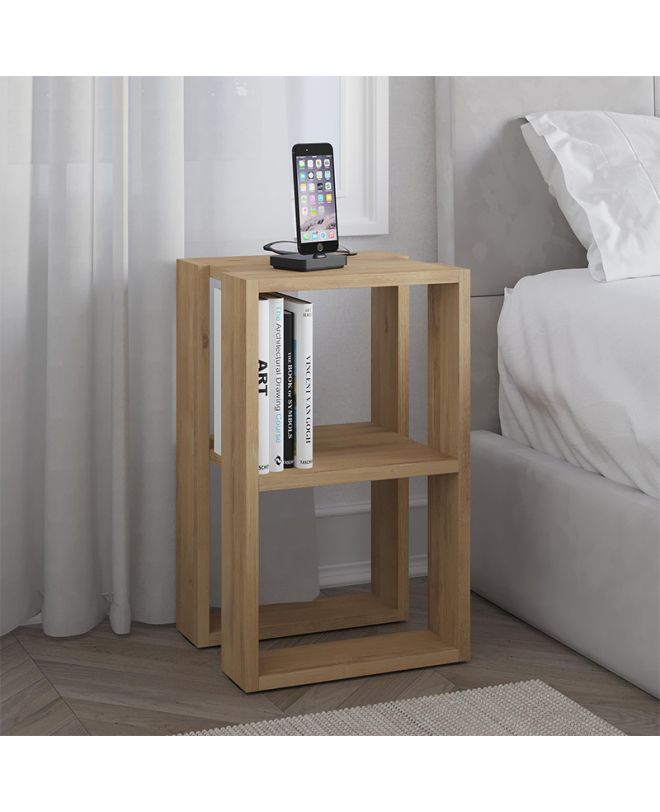 Κομοδίνο - Τραπεζάκι βοηθητικό Lonie Megapap χρώμα sapphire oak 34x30x55εκ.