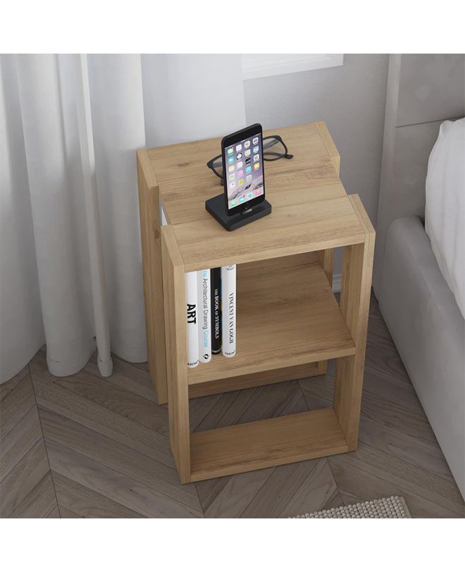 Κομοδίνο - Τραπεζάκι βοηθητικό Lonie Megapap χρώμα sapphire oak 34x30x55εκ.