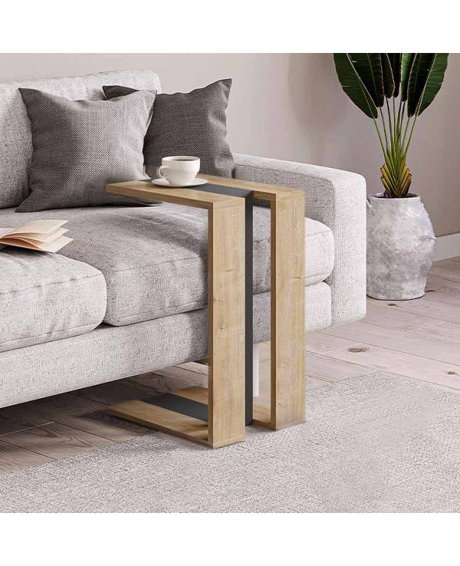 Τραπεζάκι βοηθητικό Muju Megapap χρώμα sapphire oak/ανθρακί 30x40x57εκ.