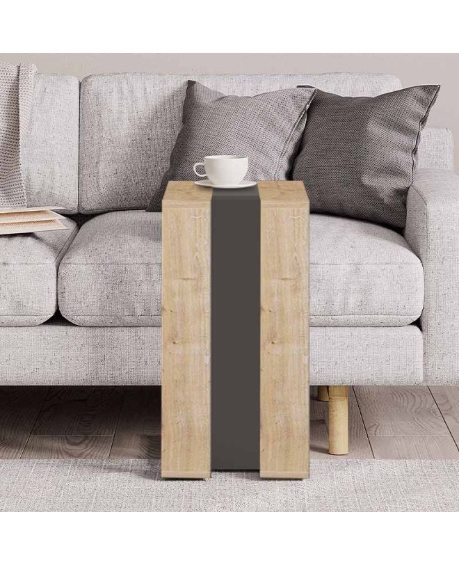 Τραπεζάκι βοηθητικό Muju Megapap χρώμα sapphire oak/ανθρακί 30x40x57εκ.