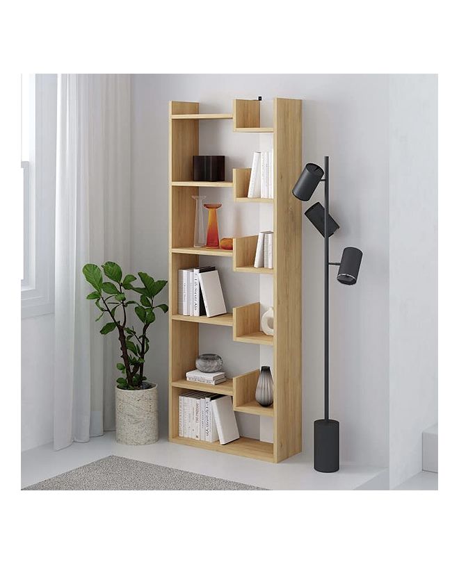 Βιβλιοθήκη Oppa Megapap χρώμα sapphire oak/λευκό 60x22x162εκ.